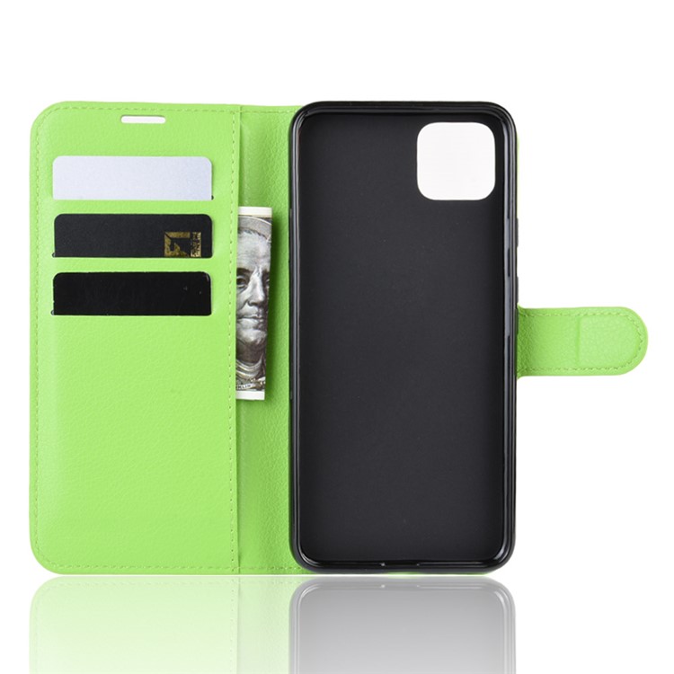 Litchi Skin Wallet Leather Stand Phone Shell Case for Google Pixel 4 - Green-3