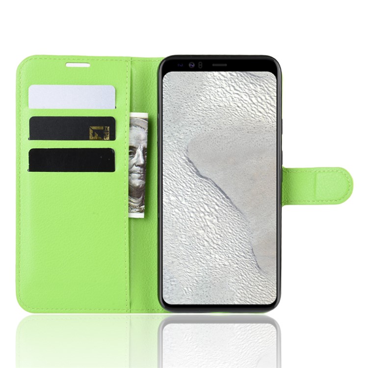 Litchi Skin Wallet Leather Stand Phone Shell Case for Google Pixel 4 - Green-4