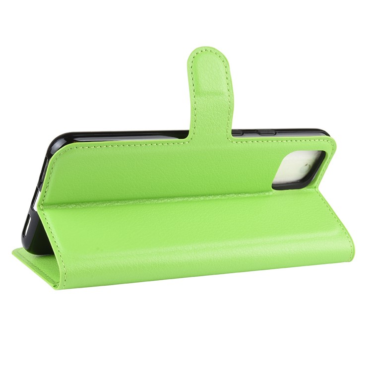 Litchi Skin Wallet Leather Stand Phone Shell Case for Google Pixel 4 - Green-5