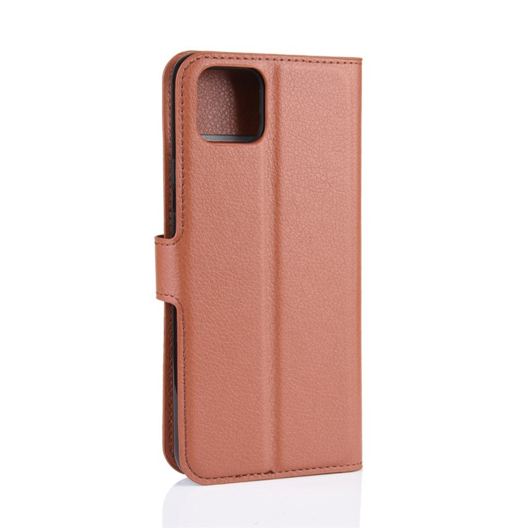 Litchi Skin Wallet Leather Stand Phone Shell Case for Google Pixel 4 - Brown-6