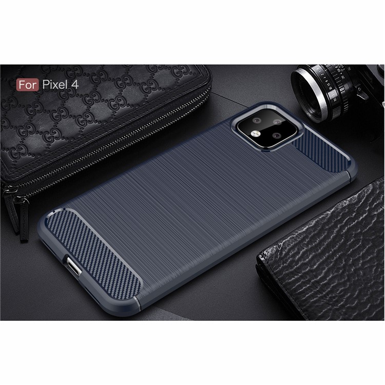 Carbon Fibre Brushed TPU Case for Google Pixel 4 - Blue-2