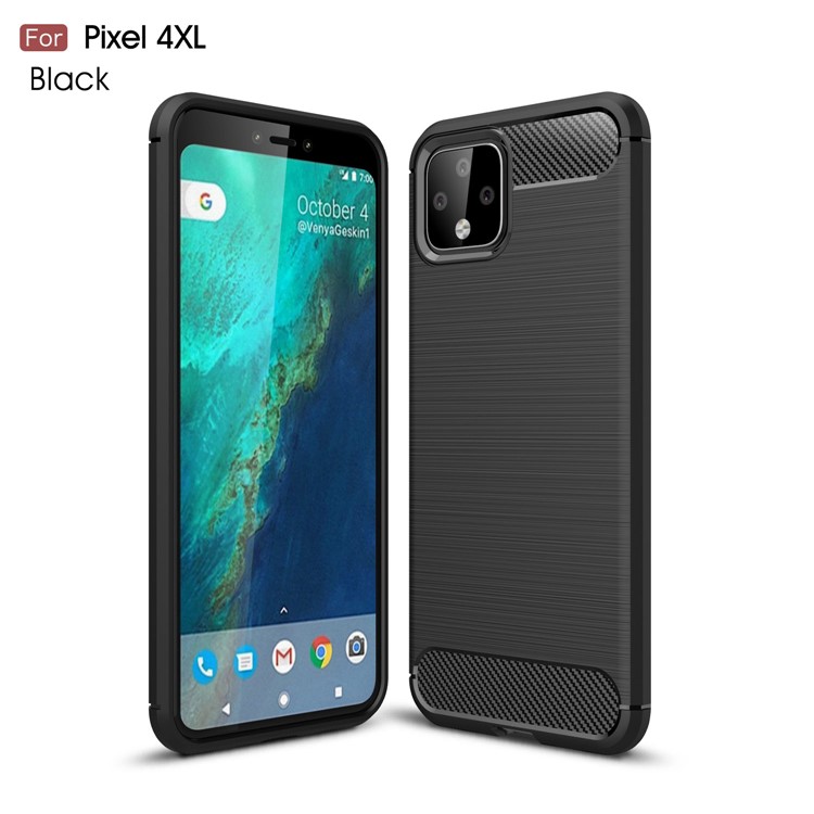 Carbon Fibre Brushed TPU Case for Google Pixel 4 XL - Black-2