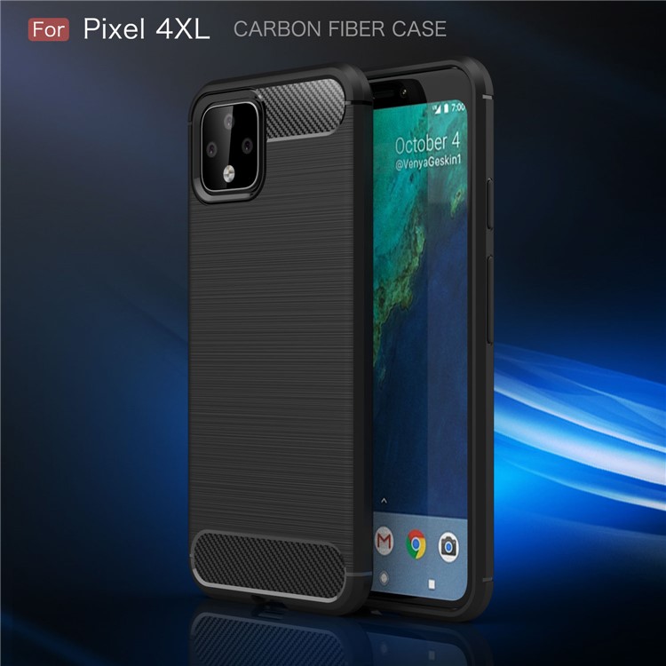 Carbon Fibre Brushed TPU Case for Google Pixel 4 XL - Black-3