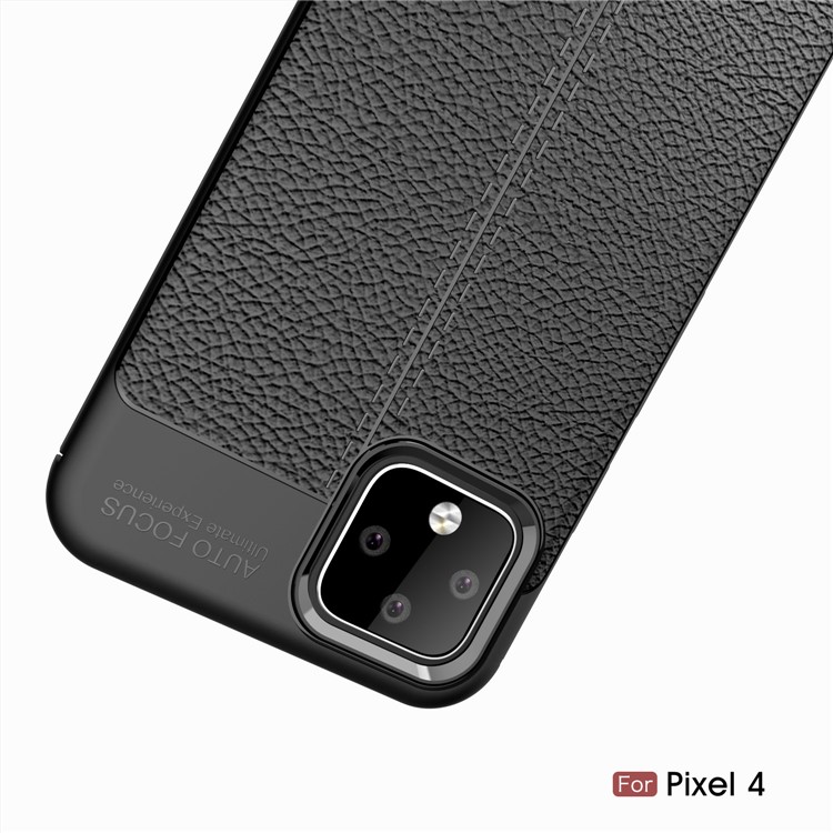 Litchi Texture TPU copertura Posteriore Per Google Pixel 4 - Nero-11