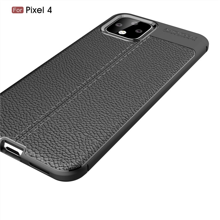 Litchi Texture TPU copertura Posteriore Per Google Pixel 4 - Nero-4