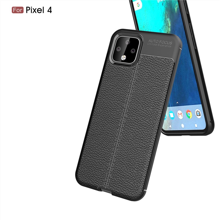 Litchi Texture TPU copertura Posteriore Per Google Pixel 4 - Nero-6