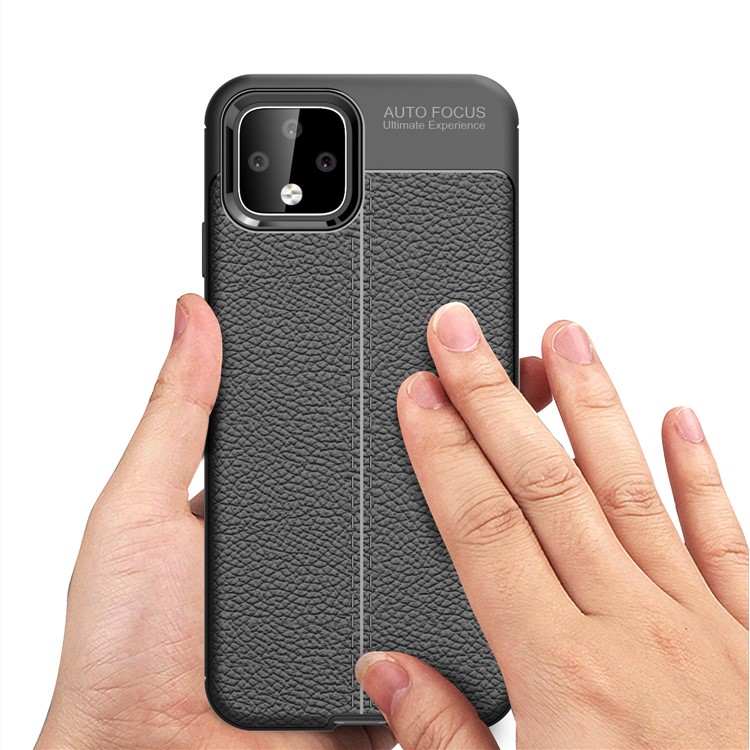 Litchi Texture TPU copertura Posteriore Per Google Pixel 4 - Nero-7