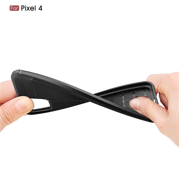 Litchi Texture TPU copertura Posteriore Per Google Pixel 4 - Nero-8