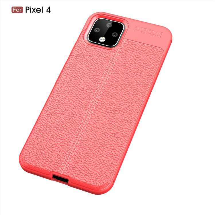Litchi Texture TPU Phone Back Casing for Google Pixel 4 - Red-2