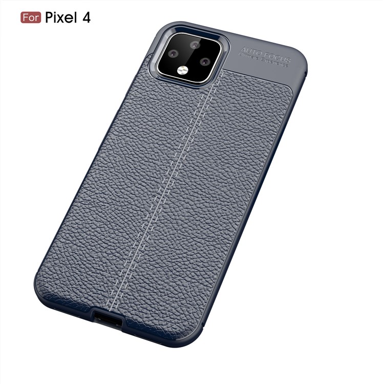 Litchi Textura TPU Teléfono Carcasa Trasera Para Google Pixel 4 - Azul Oscuro-2