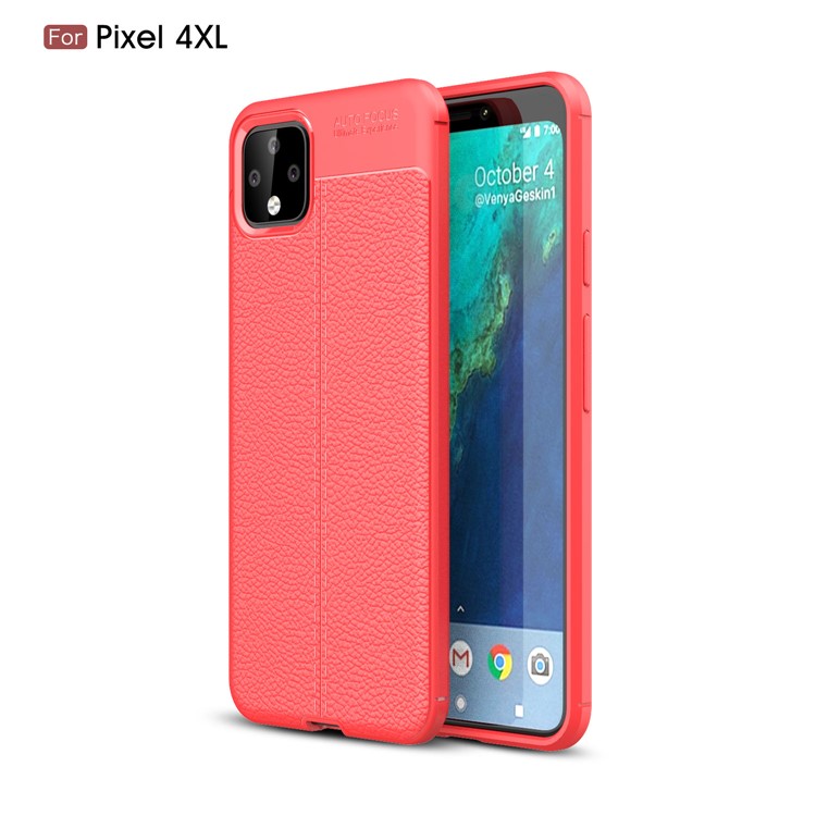 Litchi Texture Soft TPU Back Shell for Google Pixel 4 XL - Red-1