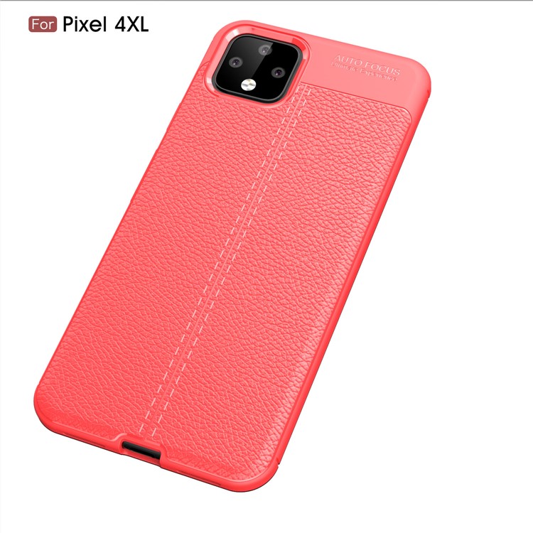 Litchi Texture Soft TPU Back Shell for Google Pixel 4 XL - Red-2
