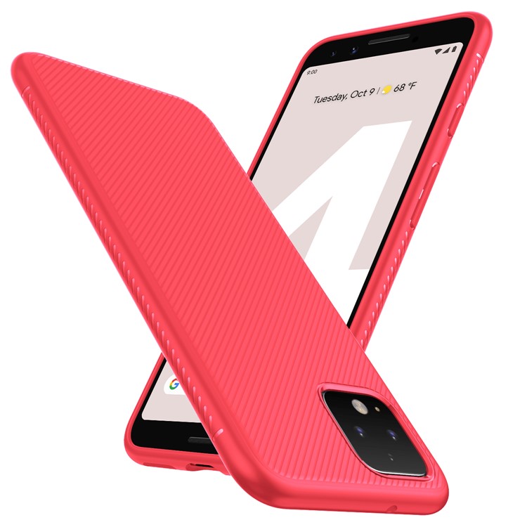 LENUO Twill Texture TPU Shell Case for Google Pixel 4 XL - Red-1