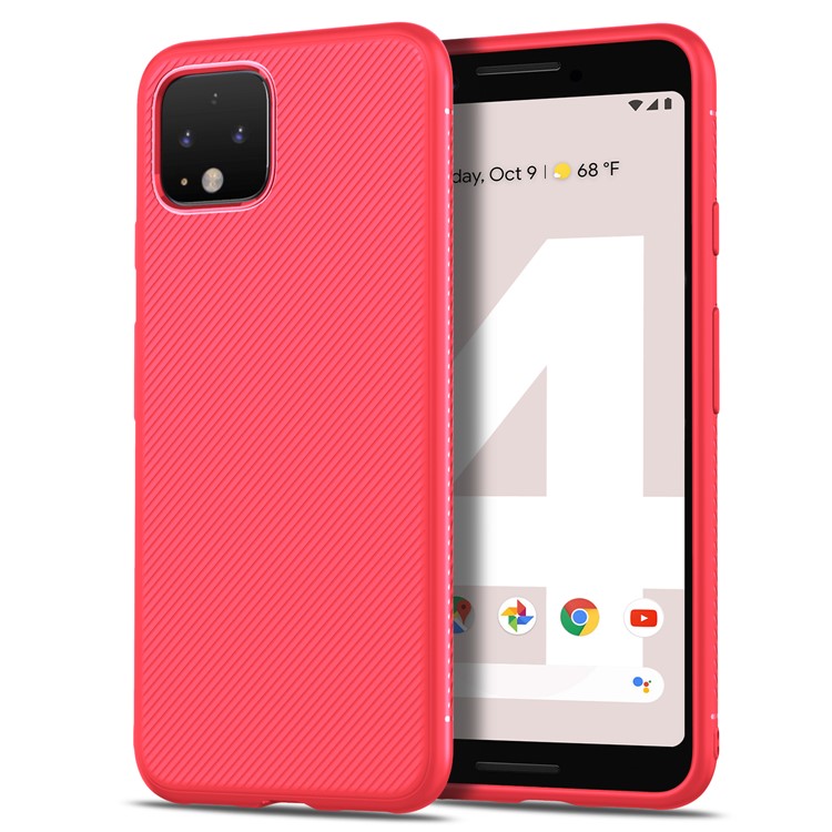 LENUO Twill Texture TPU Shell Case for Google Pixel 4 XL - Red-2