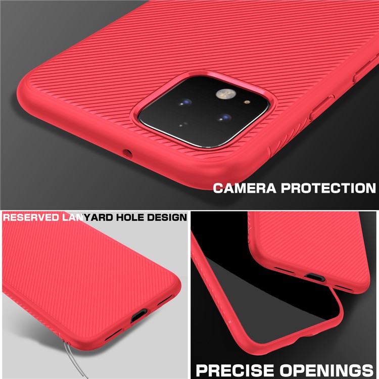 LENUO Twill Texture TPU Shell Case for Google Pixel 4 XL - Red-4
