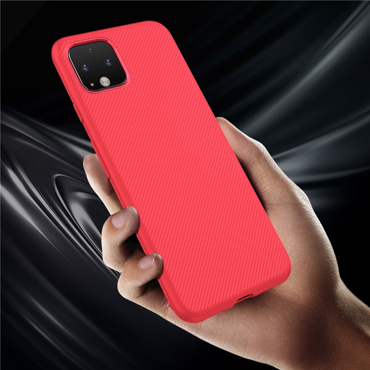 LENUO Twill Texture TPU Shell Case for Google Pixel 4 XL - Red-5