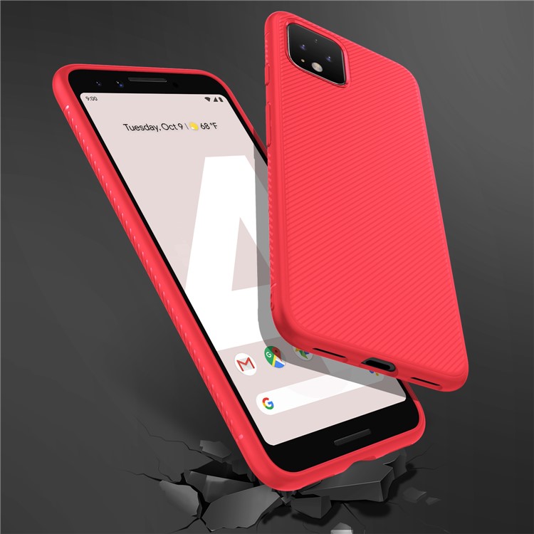 LENUO Twill Texture TPU Shell Case for Google Pixel 4 XL - Red-6