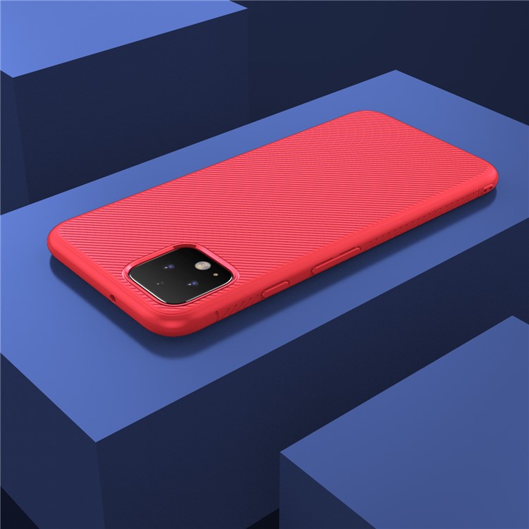 LENUO Twill Texture TPU Shell Case for Google Pixel 4 XL - Red-7