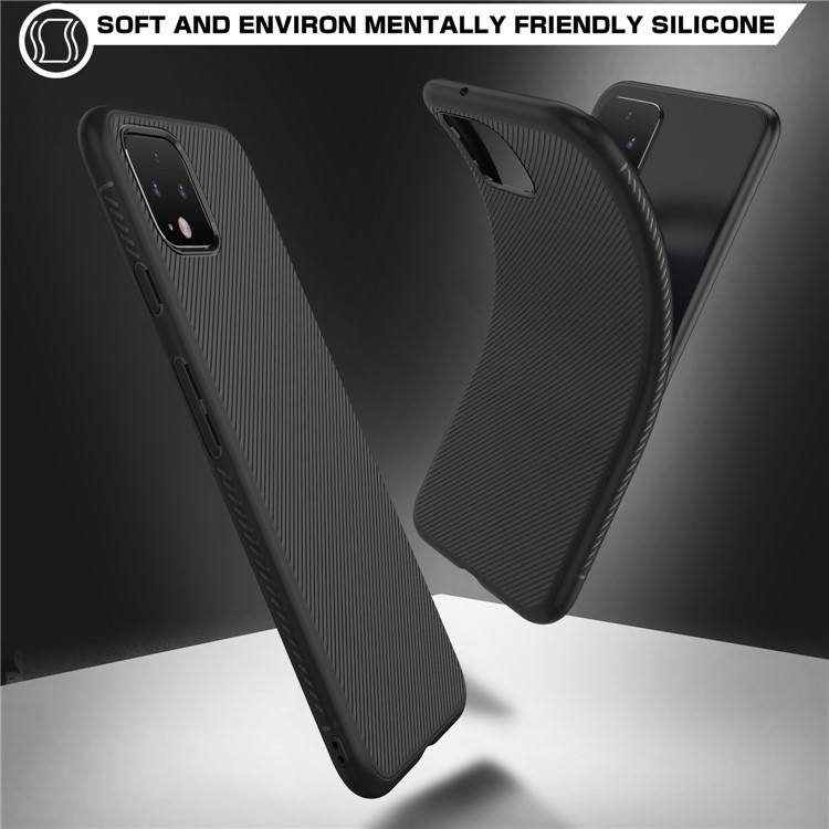 LENUO Twill Skin TPU Phone Shell Case for Google Pixel 4 - Black-3