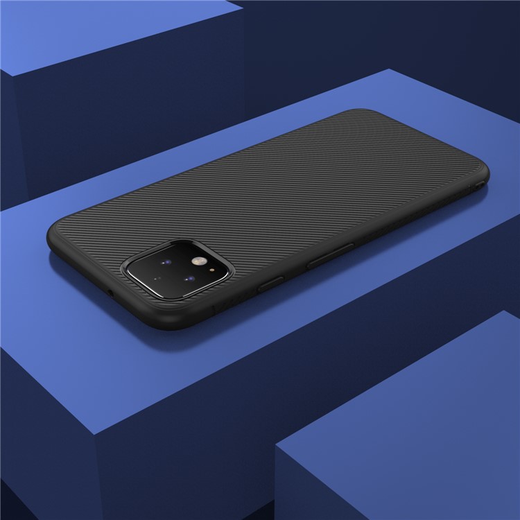 LENUO Twill Skin TPU Phone Shell Case for Google Pixel 4 - Black-7