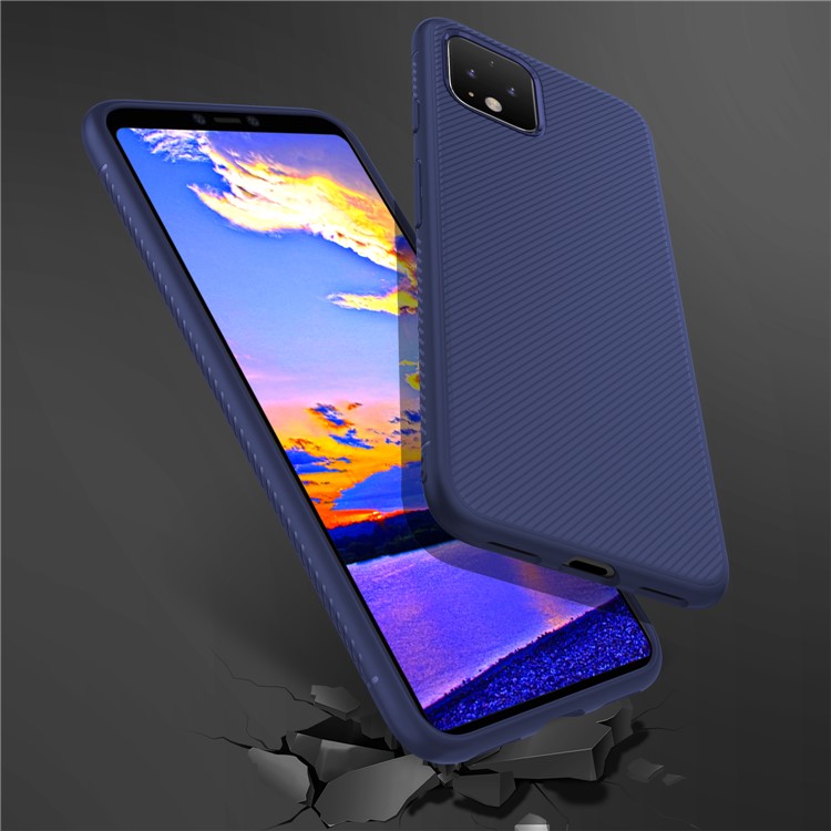 LENUO Twill Skin TPU Phone Shell Case for Google Pixel 4 - Blue-6