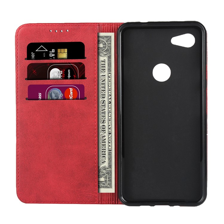 Auto-absorbed Wallet Leather Protection Phone Cover for Google Pixel 3a XL - Red-4