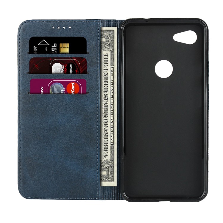 Auto-absorbed Wallet Leather Protection Phone Cover for Google Pixel 3a XL - Blue-4