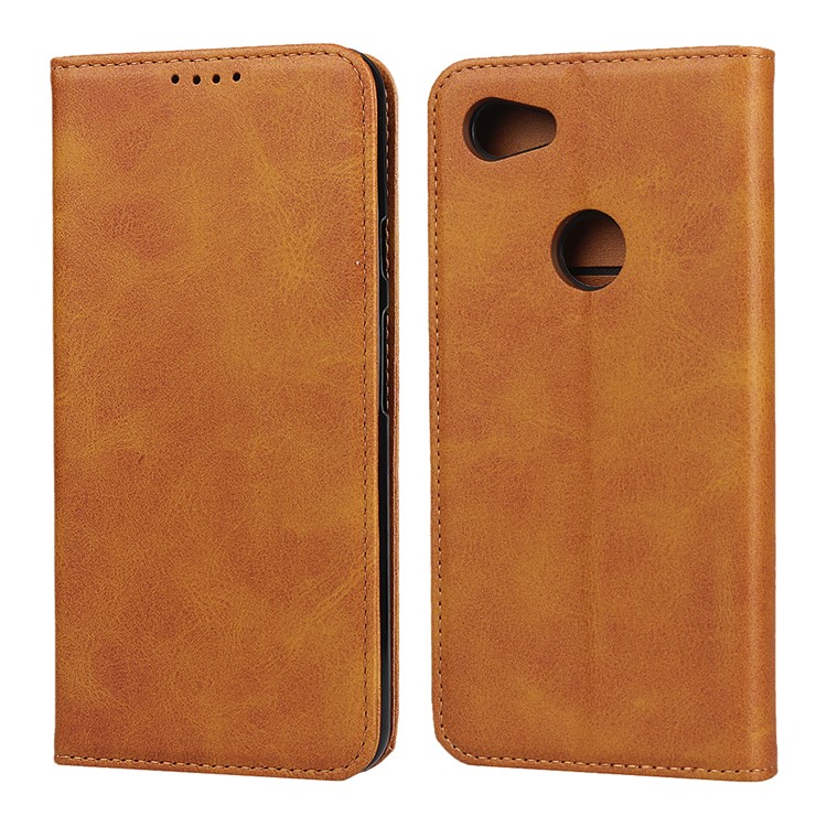 Auto-absorbed Wallet Leather Protection Phone Cover for Google Pixel 3a XL - Brown-1