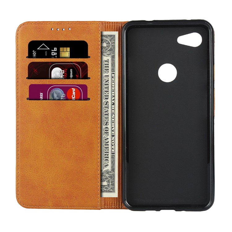 Auto-absorbed Wallet Leather Protection Phone Cover for Google Pixel 3a XL - Brown-4