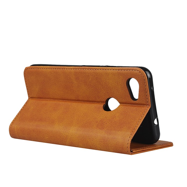 Auto-absorbed Wallet Leather Protection Phone Cover for Google Pixel 3a XL - Brown-5