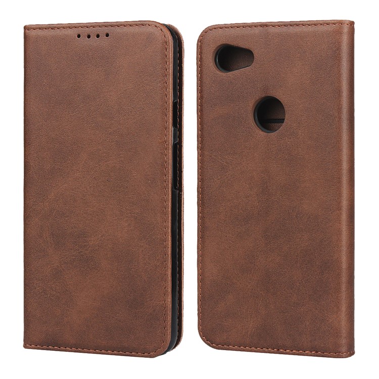 Auto-absorbed Wallet Leather Protection Phone Cover for Google Pixel 3a XL - Coffee-1