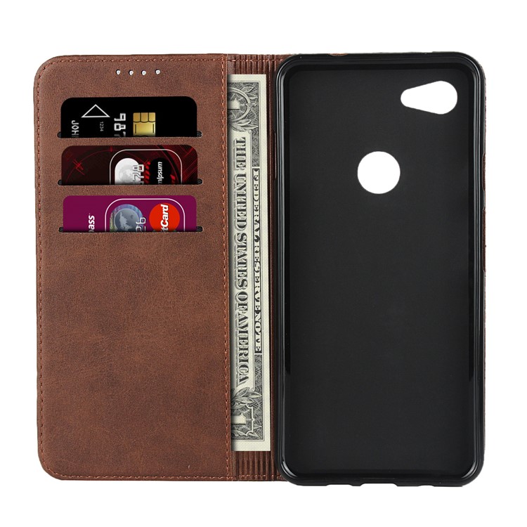 Auto-absorbed Wallet Leather Protection Phone Cover for Google Pixel 3a XL - Coffee-4