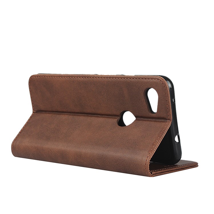 Auto-absorbed Wallet Leather Protection Phone Cover for Google Pixel 3a XL - Coffee-5