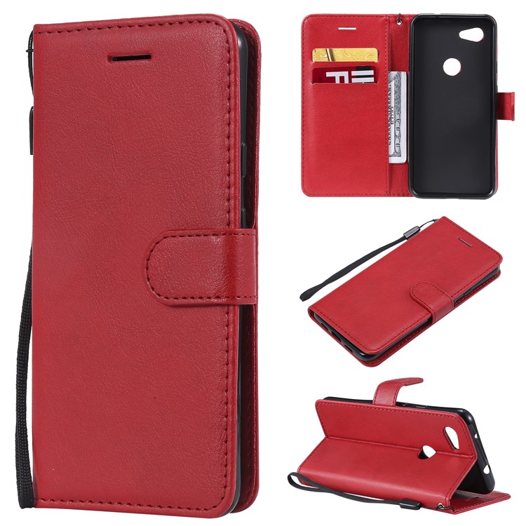 Wallet Leather Cell Phone Case for Google Pixel 3a - Red-1