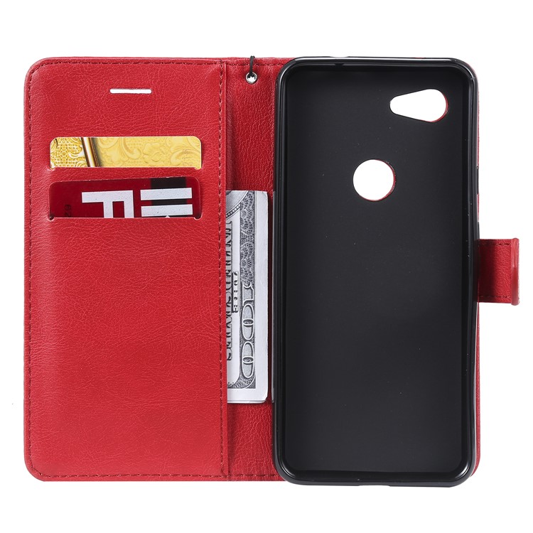 Wallet Leather Cell Phone Case for Google Pixel 3a - Red-4