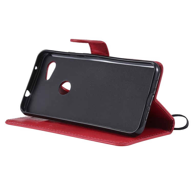 Wallet Leather Cell Phone Case for Google Pixel 3a - Red-6