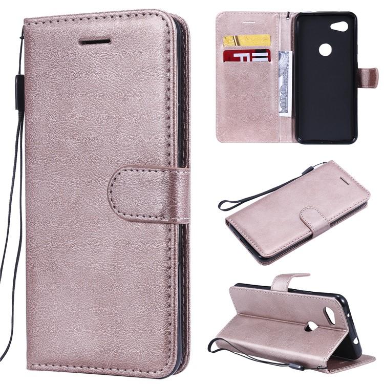 Wallet Leather Cell Phone Case for Google Pixel 3a - Rose Gold-1