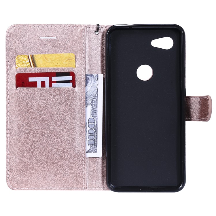 Wallet Leather Cell Phone Case for Google Pixel 3a - Rose Gold-4