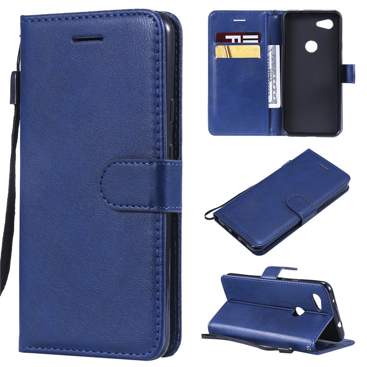 Wallet Leather Cell Phone Case for Google Pixel 3a - Blue-1
