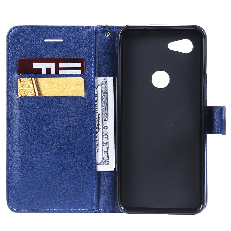 Wallet Leather Cell Phone Case for Google Pixel 3a - Blue-4