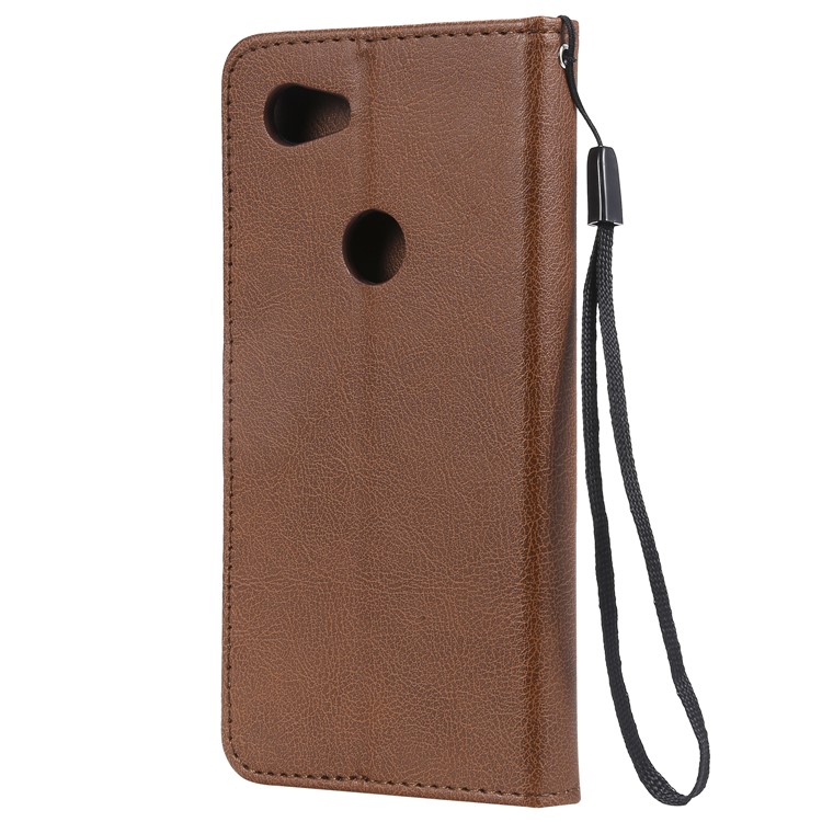 Wallet Leather Cell Phone Case for Google Pixel 3a - Brown-3