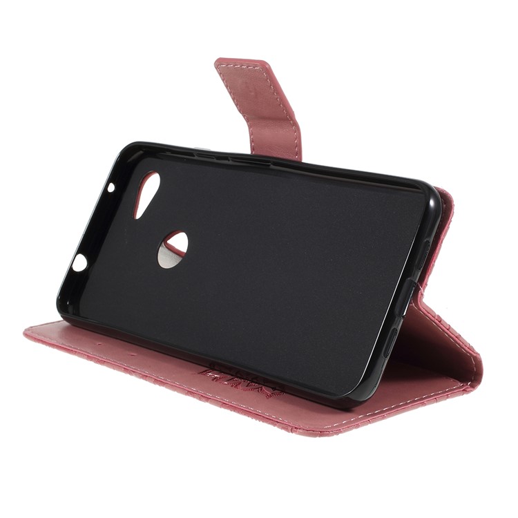Imprint Sunflower Pattern Wallet Stand Flip Leather Case with Lanyard for Google Pixel 3a - Pink-2