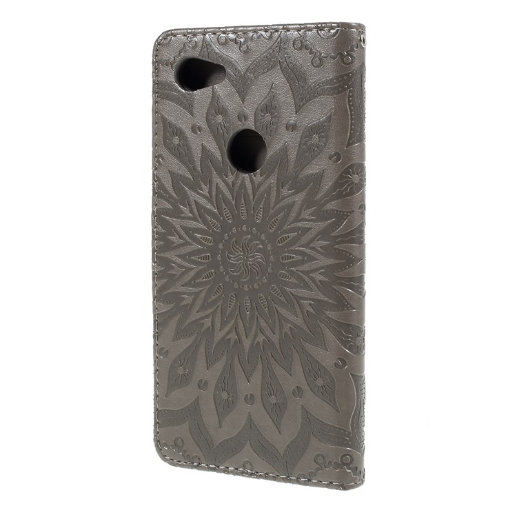 Imprint Sunflower Wallet Leather Stand Case for Google Pixel 3a XL - Grey-2