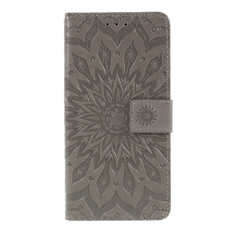 Imprint Sunflower Wallet Leather Stand Case for Google Pixel 3a XL - Grey-3