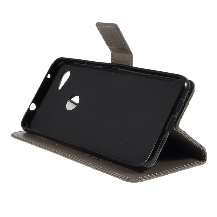 Imprint Sunflower Wallet Leather Stand Case for Google Pixel 3a XL - Grey-6