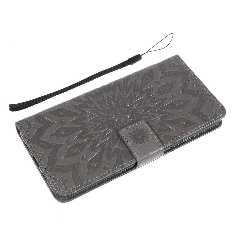 Imprint Sunflower Wallet Leather Stand Case for Google Pixel 3a XL - Grey-9
