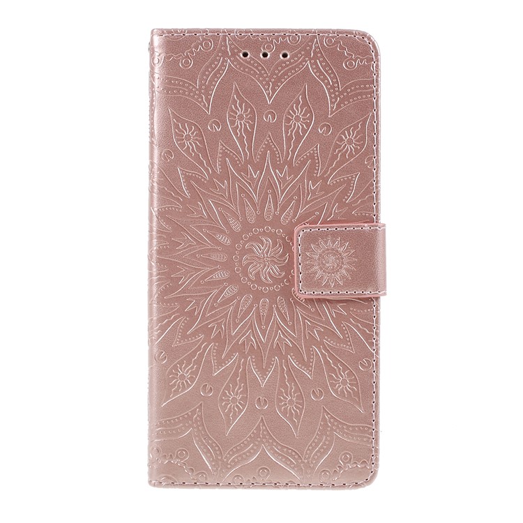 Imprint Sunflower Wallet Leather Stand Case for Google Pixel 3a XL - Rose Gold-1