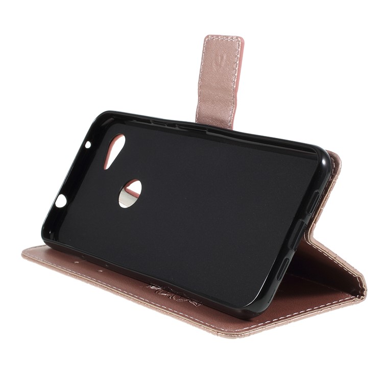 Imprint Sunflower Wallet Leather Stand Case for Google Pixel 3a XL - Rose Gold-2