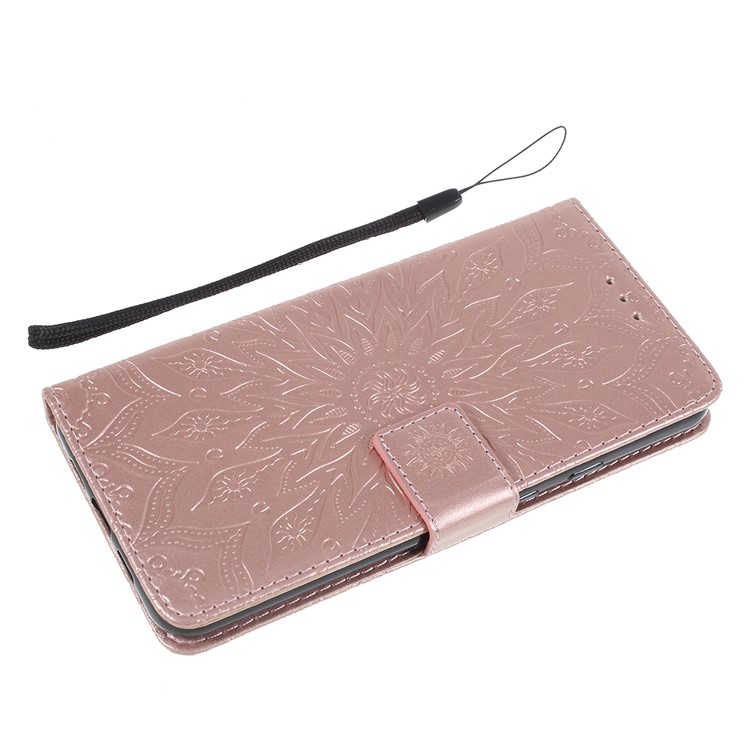 Imprint Sunflower Wallet Leather Stand Case for Google Pixel 3a XL - Rose Gold-5
