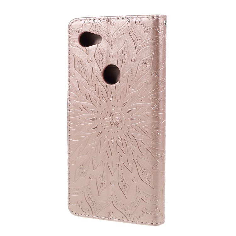 Imprint Sunflower Wallet Leather Stand Case for Google Pixel 3a XL - Rose Gold-7